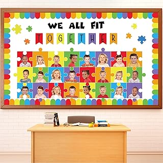 Building Blocks Classroom Bulletin Board Decorations We All Fit Together Cutouts Toy Bricks Bulletin Board Set for Classroom Back to School Door Chalkboard Nursery Wall Decor Supplies