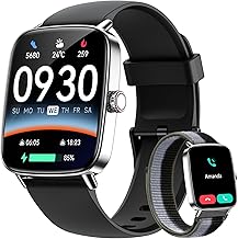 Smart Watch for Women Men, 1.85" HD AMOLED Fitness Tracker (Answer/Call) with 24/7 Heart Rate/Sleep/SpO2 Monitor for iPhone & Android, 120+ Sports Modes Smartwatch with IP68 Waterproof, 2 Bands