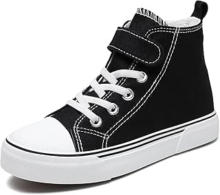 Kids Sparkle Sequins High Top Casual Adjustable Strap Canvas Shoes Girls and Boys Glitter Sneakers