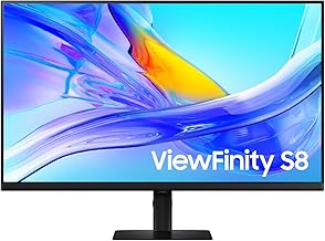 SAMSUNG 32-Inch ViewFinity S8 (S80UD) 4K UHD High Resolution Monitor with HDR10, USB-C, Height Adjustable Ergonomic Stand, Built-In KVM Switch, Advanced Eye Care, LS32D804UANXGO (Renewed)