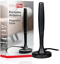 UltraPro Portable HD TV Antenna Indoor Digital Antenna for 4K/8K Ultra HD, VHF/UHF Channels, Magnetic Base, Omnidirectional, NEXTGEN TV Ready, for Travel, Camping, RV, Tailgating, 84039