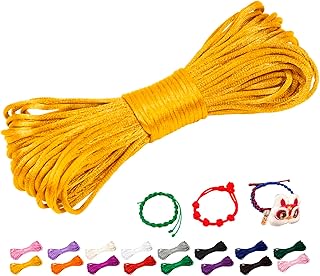 CAMAL 1.5mm Nylon Cord String for Bracelet Making, Nylon Beading Cord Nylon Satin Bracelet String for Pendants, Keychain, Wind Chime, Jewelry Crafts - 22 Yards (Gold Yellow)