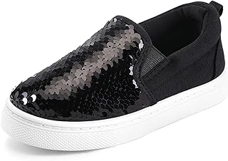 Toddler Slip on Sneakers Girls Sparkle Sequins Canvas Walking Shoes