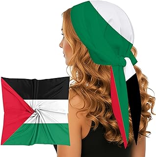 Head Scarf Bandana for Women, Flag Pattern Head Wrap Hair Tie Neck Scarf Fashion Accessories, 27.5x27.5 Inches