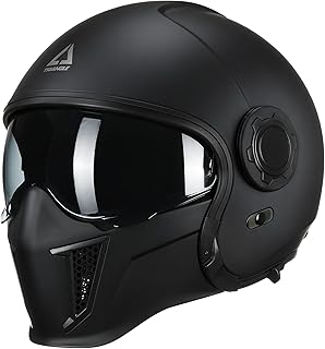 TRIANGLE Convertible Full Face Motorcycle Helmet DOT Approved for Men Women, Multi-Configuration 3/4 Open Face Street Bike Helmet with Internal Tinted Sunshield, Includes Storage Bag
