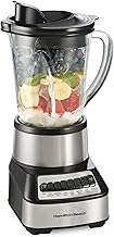 Hamilton Beach Wave Crusher Blender For Smoothies With 40 Oz Glass Jar and 14 Functions, Ice Sabre Blades & 700 Watts for Consistently Smooth Results, Black + Stainless Steel (54221)