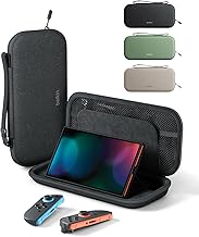 Belkin Nintendo Switch 2 Case, Travel Bag w/AirTag Holder & Storage Pocket for Up to 12 Game Cards - Portable, Lightweight Carrying Case w/Hard Shell, Soft Interior, Switch 2 Accessories - Charcoal