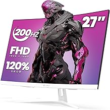 CRUA 27" Curved Gaming Monitor, 165Hz/200Hz FHD 1920x1080 VA Display, 1800R Screen, 120% sRGB, AMD FreeSync, Blue Light Filter, HDMI & DP, White PC Monitor for Gaming, Streaming & Work