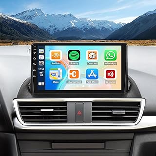 [2+64G] Car Radio for Mazda 3 2014 2015 2016 2017 2018 2019 with Wireless Carplay Android Auto Bluetooth Touch Screen Stereo with GPS WiFi FM Bluetooth AHD Backup Camera