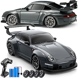 RC Drift Car, 1:24 Scale Remote Control Vehicle with LED Lights,Drifting Tires＆Two Batteries, Racing Sports Toy Idea Gift for Adults Boys Girls and Kids
