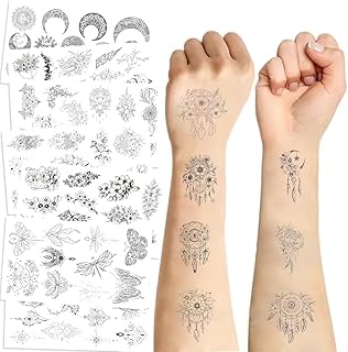 10PCS Black and white sun and moon Tattoos Sticker,Super Cute Themed Birthday Party Favors, Supplies, Decorations, Fake Tattoo Stickers, School Rewards Prizes & Gifts (colours-I3)