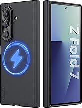 Samsung Galaxy Z Fold 7 Magnetic Case, with Hinge Protection Front Cover Slim, Compatible with Magsafe, Frosted Shield Protective Case for Galaxy Z Fold 7 5G (Black)