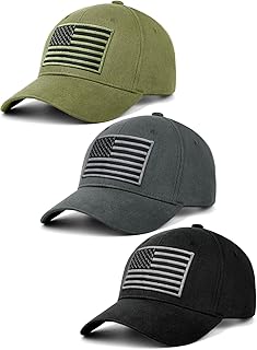 3 Pack American Flag Baseball Cap Unisex,Low Profile USA Plain Dad Hat for Men&Women