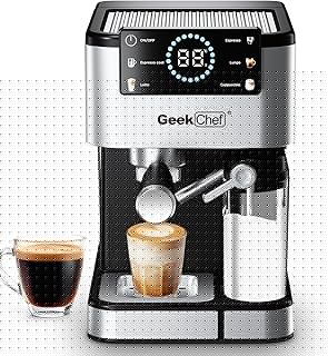 Espresso Machine with Milk Frother, 20 Bar Automatic Espresso Maker, Fast Heating Coffee Maker for Cappuccino, Latte & Iced Coffee, Easy to Use & Clean, for Home Barista