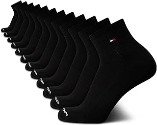 Mens Quarter Socks - 12 Pack Cotton Blend Athletic Performance Cushioned Ankle Socks for Men with Arch Support