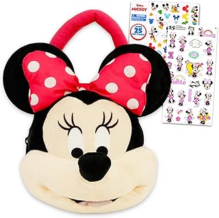 Minnie Mouse Plush Shoulder Hand Bag for Kids Set - Bundle Minnie Mouse Plushie with Straps Plus Minnie Mouse Stickers, and More Minnie Mouse Shoulder Bag for Kids