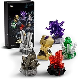 Geology Rock Collection Building Set for Adults, 6 Different Kinds of Gemstone Model Toys, Creative Desk Decoration & Fun Gift for Mineral Lovers (616PCS, NF10306)