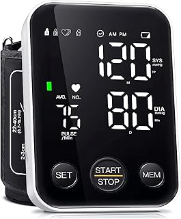 Blood Pressure Monitor Upper Arm Monitors for Home Use BP Machine Sphygmomanometer with 2x120 Reading Memory Adjustable Arm Cuff 8.7"-15.7" Large Display with LED Background Light Storage Bag