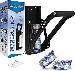 ALLAY 16oz Can Crusher Wall Mounted Heavy Duty with Built-In Bottle Opener – Aluminum Can Crushers for Recycling – Metal Can Crushers for Home Use Easy Installation for Beer Cans, Soda Cans (Black)