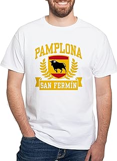 Pamplona San Fermin T Shirt Men's 100% Cotton, Classic Graphic White T-Shirt