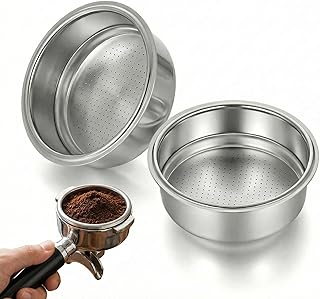 51mm Portafilter Basket Set, Stainless Steel Filter Basket Replacement, 1 Cup & Double Cup Basket, 51mm Espresso Filter Basket Espresso Machine Replacement Part