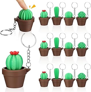 Kenning 12 Pcs Cactus Clicker Fidget Keychain Bulk, 3D Sensory Clicker Fidget Keychain Stress Relief Gifts for Adults Coworkers Employees Cinco De Mayo Mexican Fiesta Party Favors
