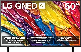 50-Inch Class QNED AI 4K QNED82A Series Smart TV w/AI Sound, HDR10, 4K Super Upscaling, Filmmaker Mode, Wow Orchestra, Alexa Built-in (50QNED82AUA, 2025)
