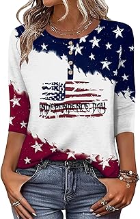 3/4 Length Sleeve Women Tops Crew Neck Blouses Dressy Casual Summer T Shirts Loose Fit Business Work Clothes