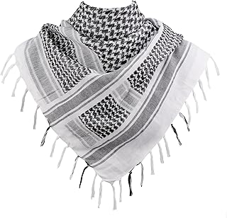 Cotton Shemagh Keffiyeh Tactical Desert Scarf Neck Head Wrap with Tassel for Men Women