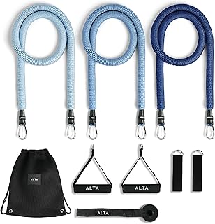 ALTA Resistance Tube Bands for Women - Full Kit Resistance Bands for Working Out with Handles, Ankle Straps, Door Anchor – Home Workout Bands for Physical Therapy, Pilates Long Exercise Bands Set