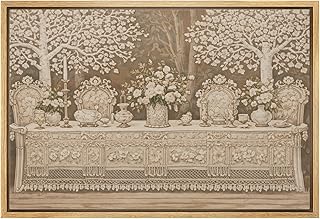 wall26 Framed Canvas Print Wall Art Elegant Vintage Dining Table Still Life with Blossoming Trees Illustrations Fine Art Traditional Colorful Dark for Living Room, Bedroom, Office - 24"x36" NATURAL