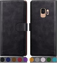 SUANPOT for Samsung Galaxy S9 5.8"(Non S9+) with RFID Blocking Leather Wallet case Credit Card Holder,Flip Folio Book Phone case Shockproof Cover Women Men for Samsung S9 case Wallet Black