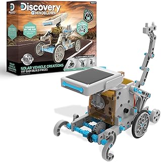 Discovery™ STEM 12-in-1 Solar Robot Creation 197-Piece Kit with Working Solar Powered Motorized Engine and Gears, Construction Engineering Set for Ages 8 and Up