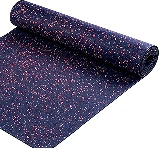 OrangeStar 4x10 FT Heavy Duty Rubber Gym Flooring, Non-Slip Shock Absorbing Garage Floor Mat for Home Gym, Basement, Workout Room, Playroom, Black & Red