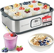 Ultimate Probiotic Yogurt Maker XL, Adjustable Time & Temperature Control, 50% More Capacity with 12 x 6oz Yogurt Jars, Make Trillions of Probiotics for Gut Health, ULTIMATE LIFETIME WARRANTY