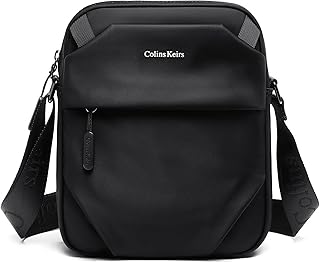 Colnis Keirs Crossbody bag for men, Small messenger bag with zipper and adjustable shoulder strap, Black
