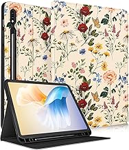 Wazzasoft for Samsung Galaxy Tab S8/Tab S7 Case 11 Inch Women Girls Cute Folio Cover with Pencil Holder Kawaii Design Girly Flower Floral Pretty Tablet Cases for Samsung Tab S7/Tab S8 Case 2022/2020