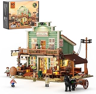 Western General Store Lighting Building-Bricks Set - 1895 Pcs The Old West Town Collection Display Set for Adults and West Lovers