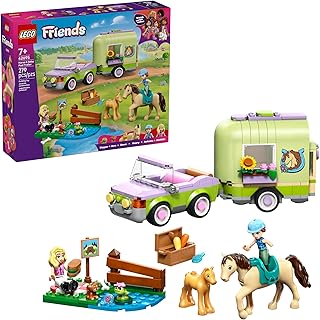 Friends Horse & Baby Foal Trailer Building Toy for Girls & Boys - Pretend Play Set for Kids, Ages 7+ - W/Autumn & Matilde Minidolls, Toy Animals, & Accessories - Gift Idea for Birthdays - 42695