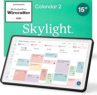 Skylight Calendar 2 - 15-inch Full HD Touchscreen Digital Calendar, Featured on Wirecutter - Wall Planner & Interactive Chore Chart, Smart Family Organizer, 16GB Storage, Wi-Fi, Wall Mount Included - Classic, Black