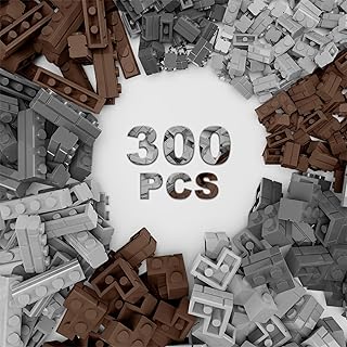 Classic Building Bricks, Three Colors 300 Pcs Masonry Profile Bricks, Wall Bricks Blocks, 1X2, 1X4, Brick Corner Compatible with Lego Parts and Pieces (300 Pcs)