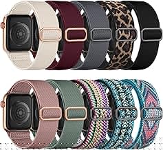 Maledan 10 Pack Stretchy Solo Loop Compatible with Apple Watch Band 40mm 38mm 41mm 42mm 44mm 45mm 46mm 49mm Women Men,Soft Nylon Elastic Braided Strap for iWatch Series 11 10 9 8 7 6 5 4 3 2 1 SE Ultra
