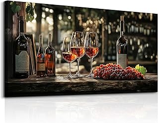 hyidecorart Wall Art For Kitchen Wall Decor For Living Room Wine Glass Wall Dining Room Painting Still Life Goblet Canvas Wall Pictures Sunrise Sunset Landscape Poster Bar Restaurant Decoration