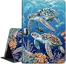 for Samsung Galaxy Tab S6 Lite 10.4 Inch 2024/2022/2020 (SM-P620/P610/P613/P615) Tablet Case, Slim KickstandStand Leather Smart Cover with Auto Wake/Sleep, Sea Turtles