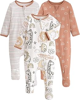 Yoofoss Baby Pajamas 100% Organic Cotton Baby Sleepers for Newborn 0-3 3-6 6-9 Months Boys Girl Clothes 3pcs Footed PJs