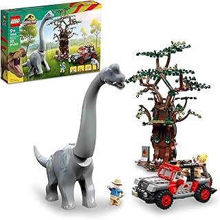 Jurassic World Brachiosaurus Discovery 76960 Jurassic Park 30th Anniversary Dinosaur Toy; Featuring a Large Dinosaur Figure and Brick Built Jeep Wrangler Car Toy; Fun Gift Idea for Kids Aged 9+