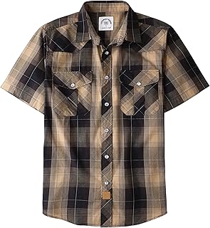 Western Shirts for Men Short Sleeve Plaid Pearl Snap Shirts for Men Button Up Shirt Cowboy Casual Work Shirt