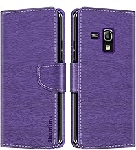 Leather Wallet Case Compatible with Samsung Galaxy S3 Mini i8190, Colorful Flip Cover with Card Holders Magnetic Closure Full Protection Shell(Purple)