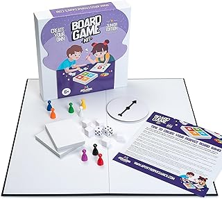 Create Your Own Board Game Set – DIY Kit with Blank Game Board, Game Pieces, Blank Cards, Dice, Spinner – Build Your Own Game Kit - Junior Edition
