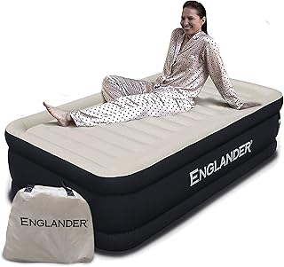 Twin Air Mattress - Double High, 300 LB Capacity Luxury Camping Mattress with Built-in Pump, Waterproof and Microfiber